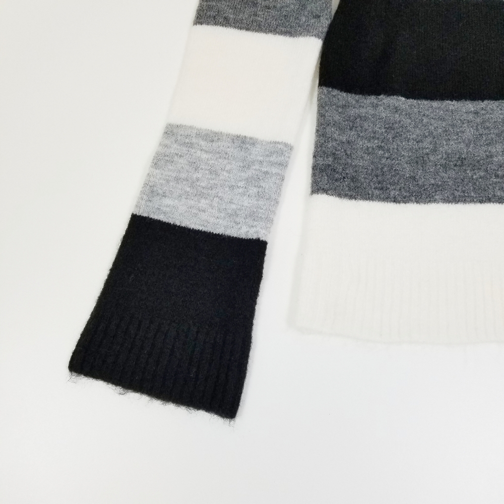 Express Mock Neck Color Block Striped Sweater - image 4